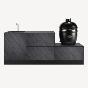 cuisine extérieur avec kamado bbq grill évier mitigeur