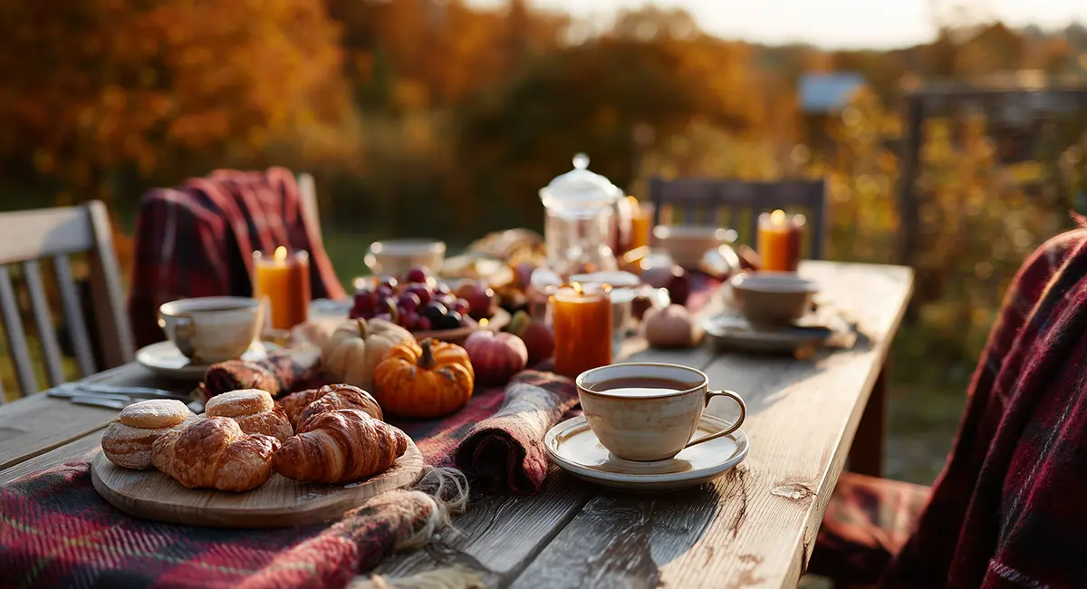 brunch cuisine extérieure automne