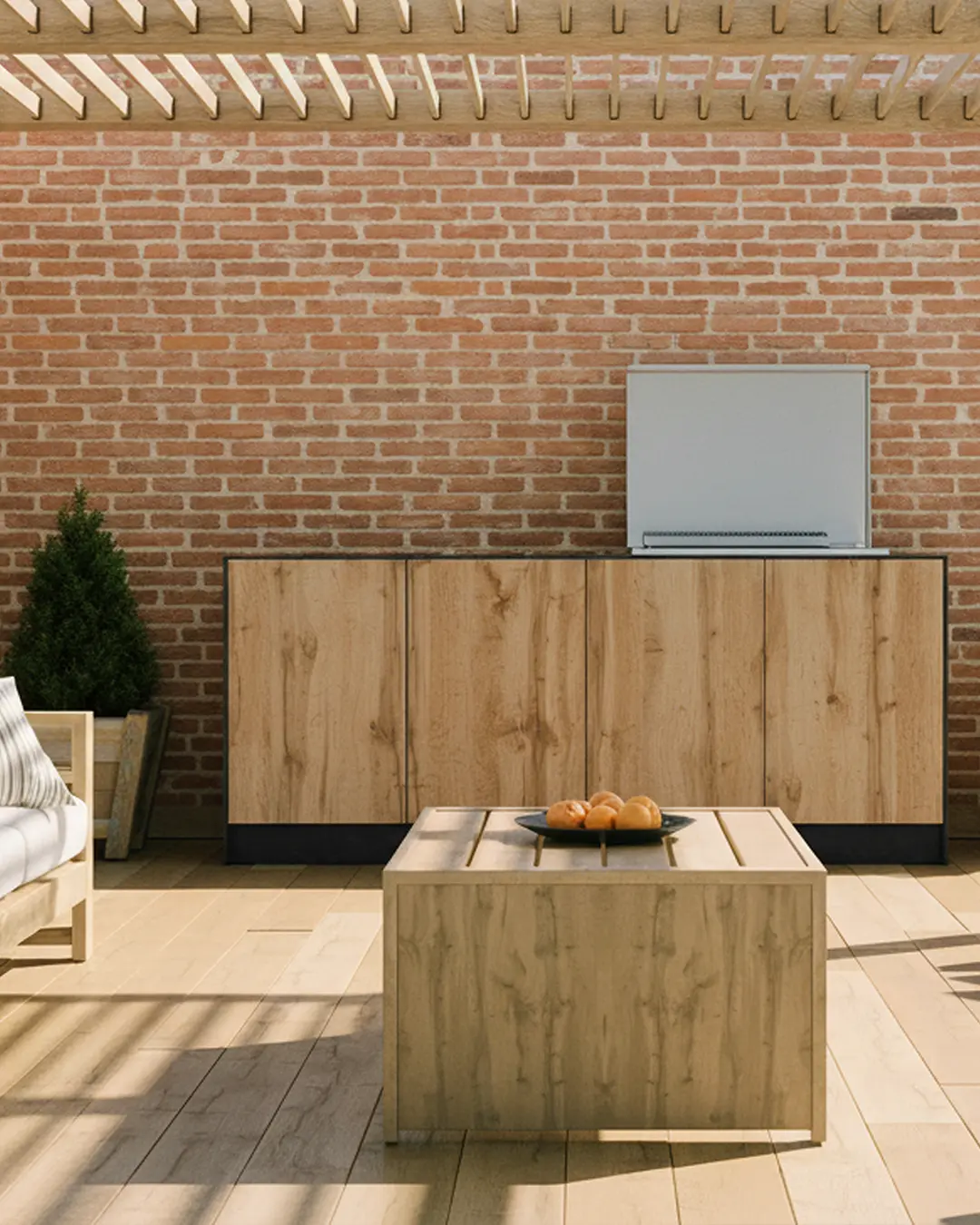 meuble cuisine d'été extérieure avec plancha encastré intégré céramique Toulouse Haute Garonne 31