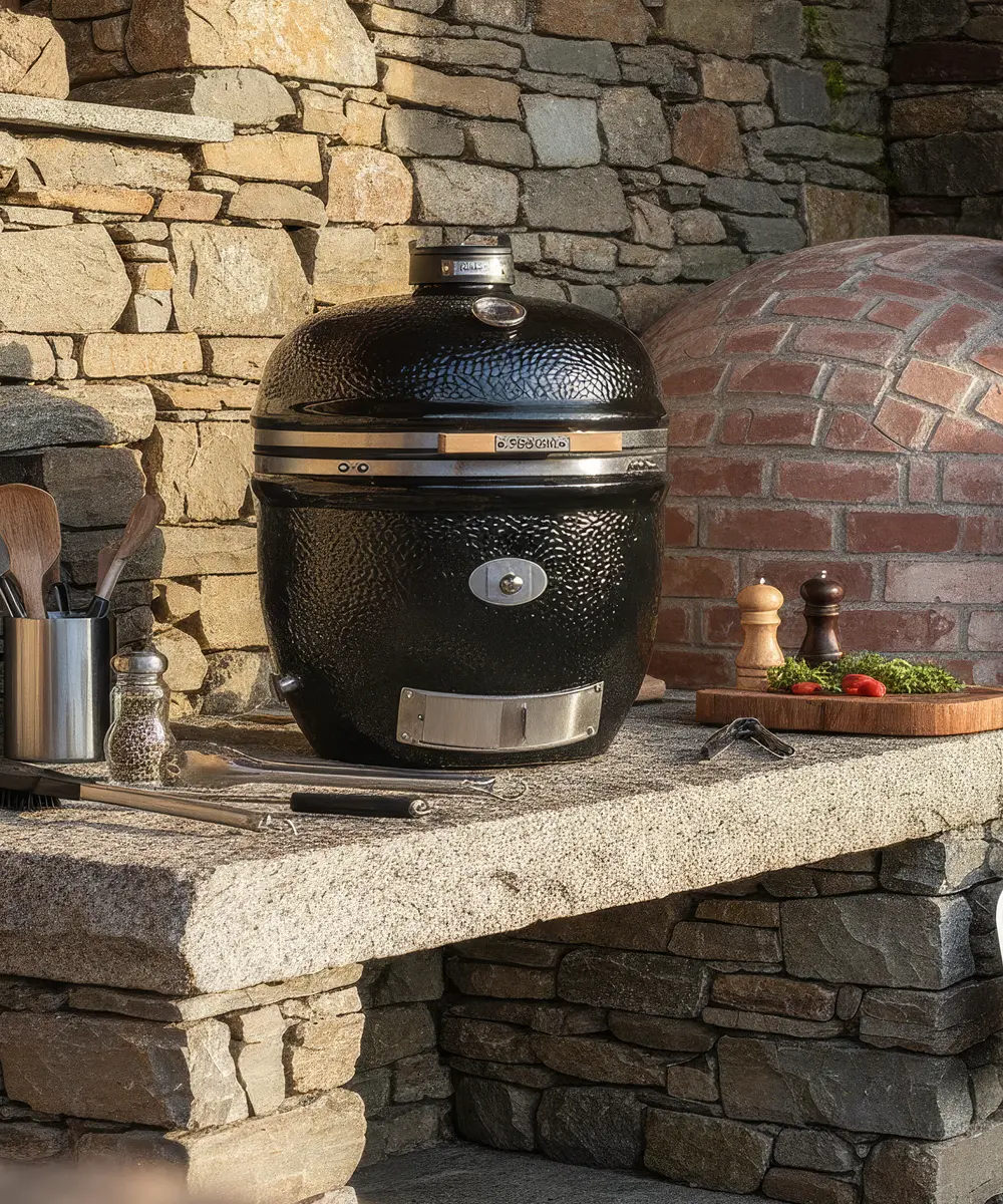 kamado grill monolith Chef cuisine d'extérrieur d'été pierre ustensiles