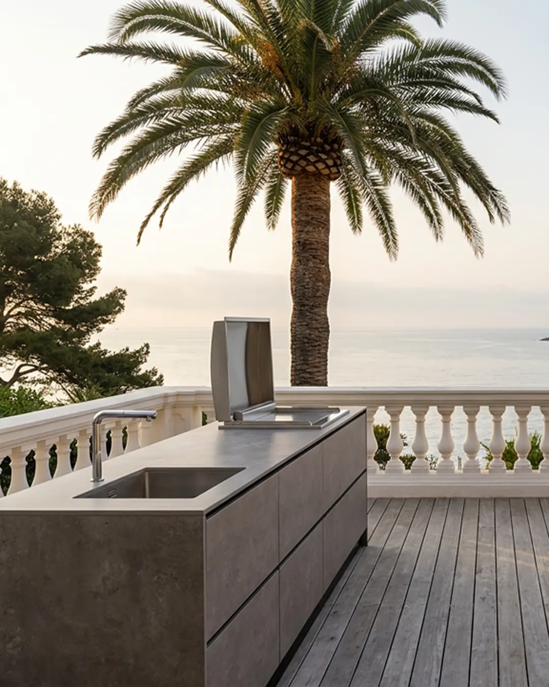cuisinedete cuisine d'été extérieur avec plancha terrasse rooftop Cannes Alpes Maritimes