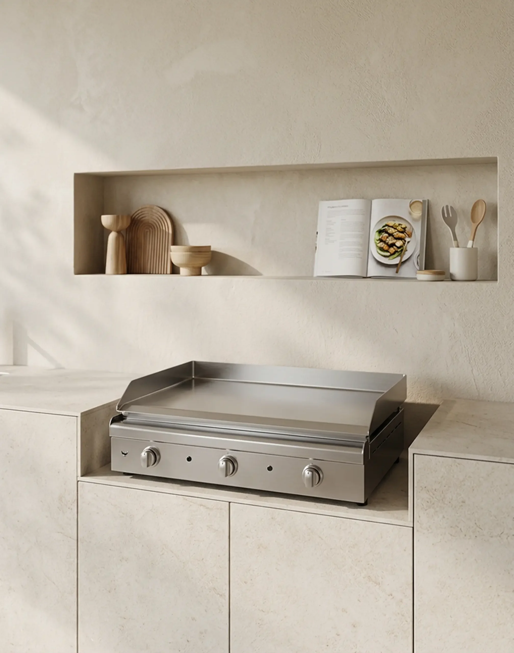 cuisinedete cuisine exterieure avec plancha à poser à gaz