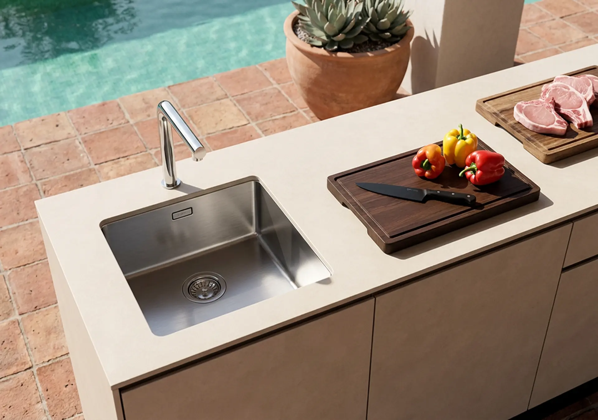 évier cuve extérieur cuisinedete cuisine extérieure d'été mitigeur inox