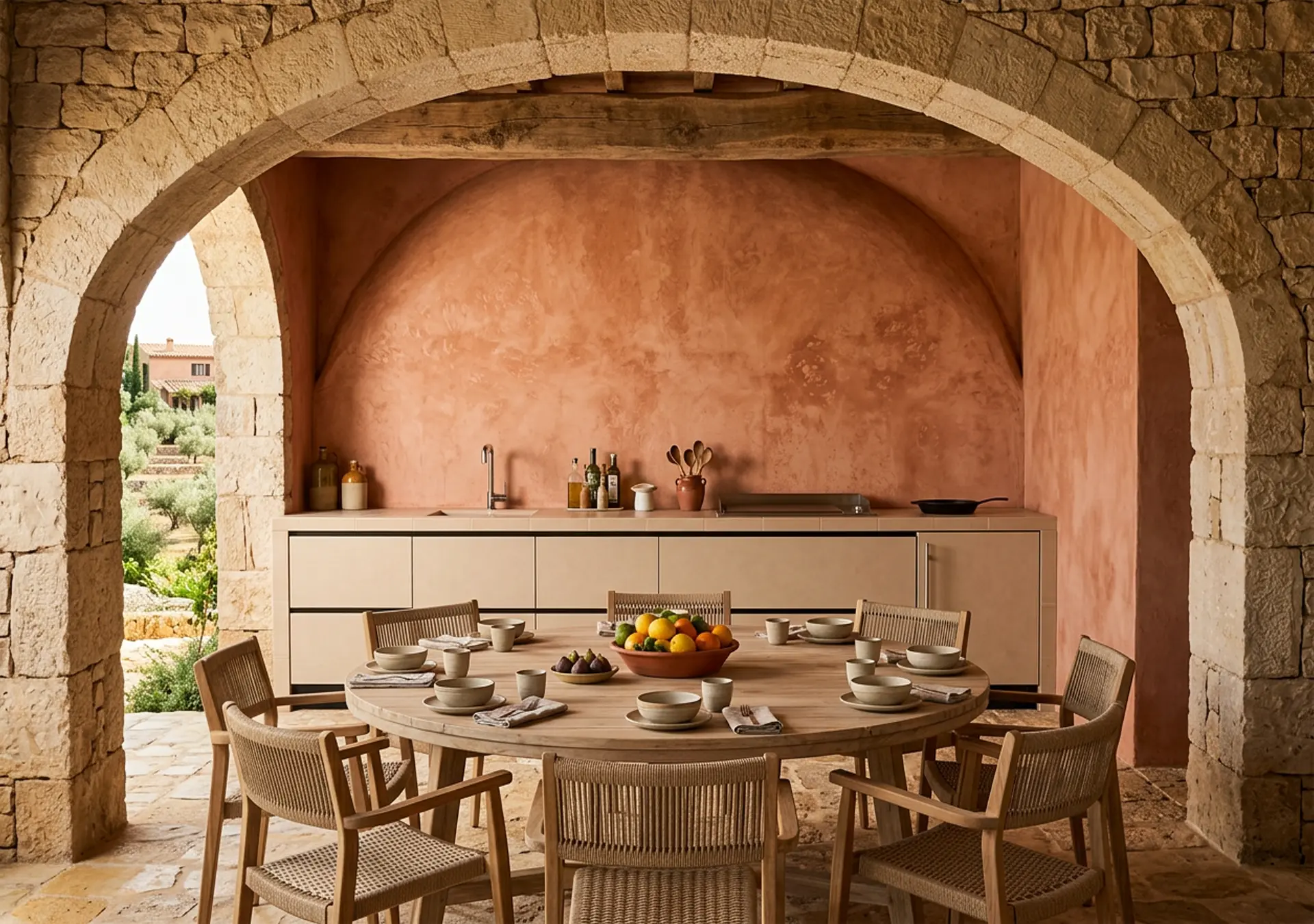 cuisinedété cuisine d'été extérieur avec plancha réfrigérateur évier mitigeur céramique Saint-Tropez Alpes Maritimes