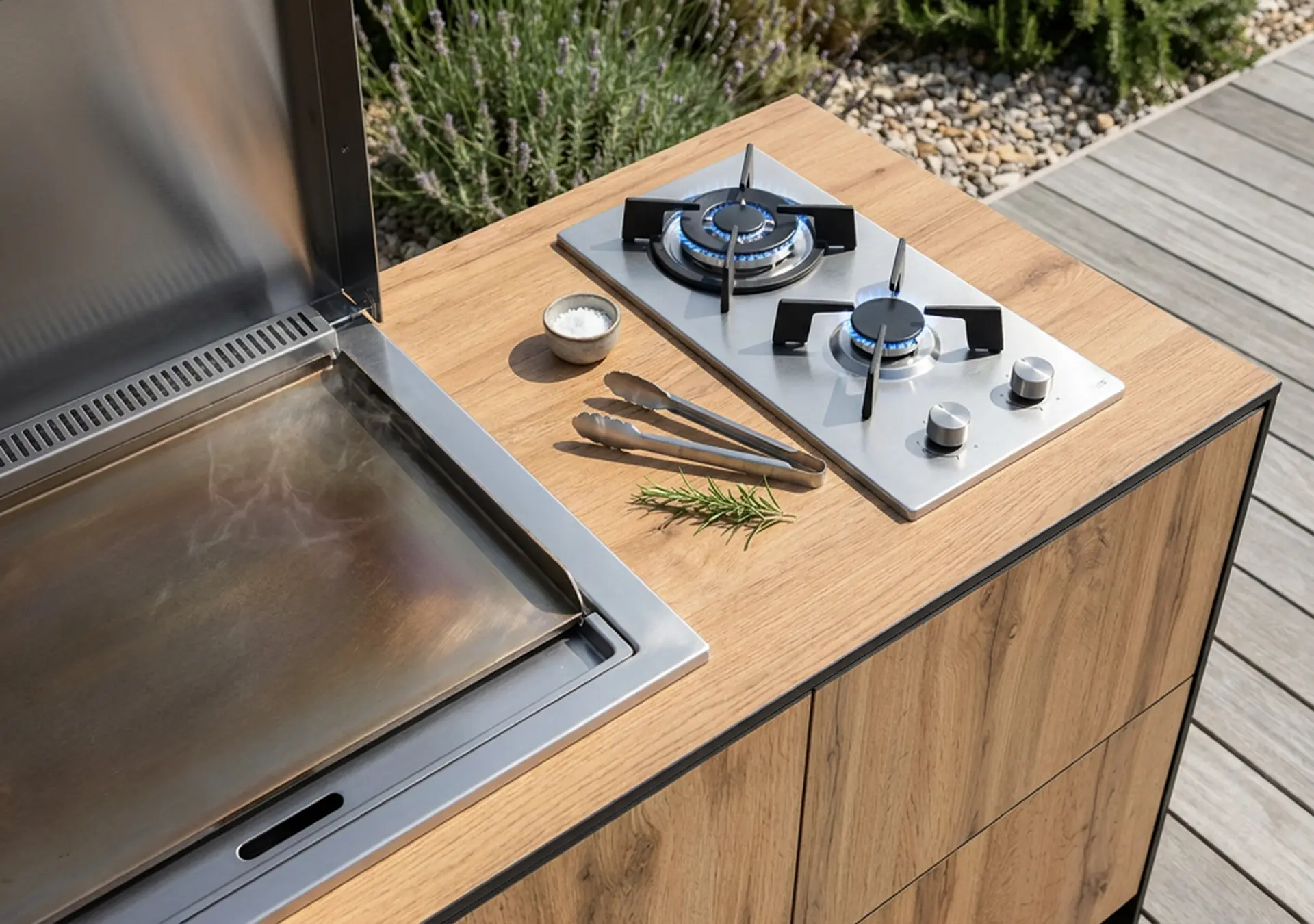 cuisinedété cuisine extérieure compact avec plancha bruleur à gaz feu terrasse équipement accessoires